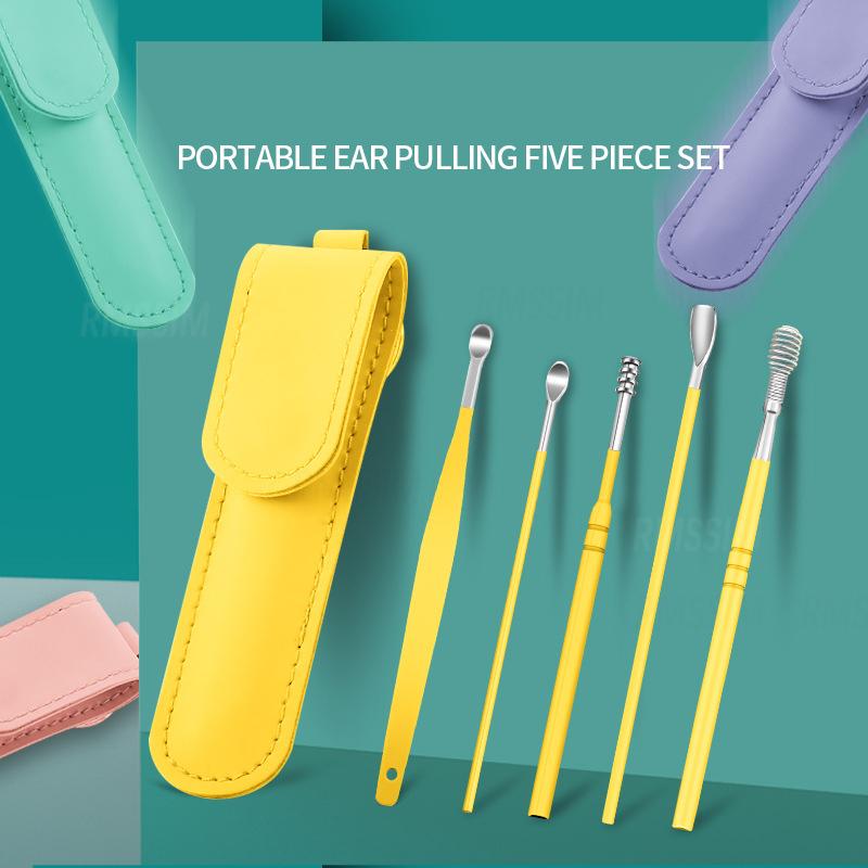6pcs/Set Ear Cleaner Set Earpick Ear Wax Remover Ear Spoon Curette Ear Cleaning Spiral Earpick Easy Earwax Removal Ear Cleaner