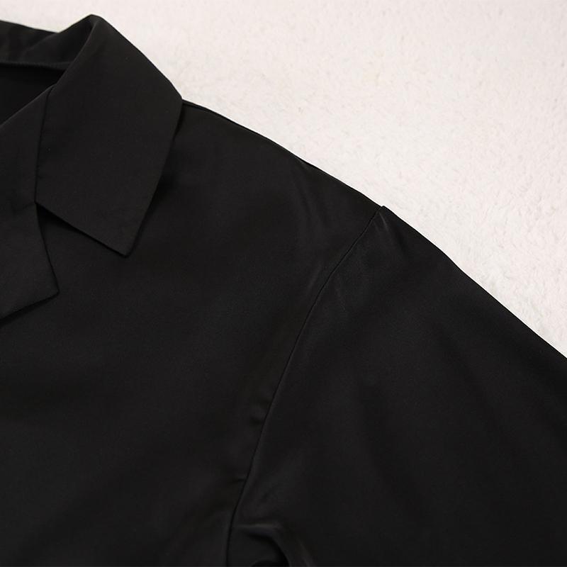 Hirsionsan свободные рубашки с длинными рукавами и шелковистые брюки заниженные комплекты — фото 18