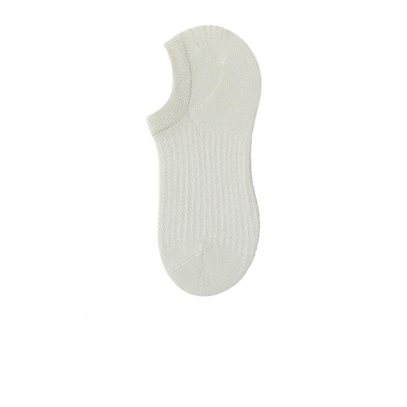 Women's Cotton Breathable Shallow-mouthed Short Socks Without Heel Separation, with Perforated Patterns and Invisible Stitching, Plain-colored Socks