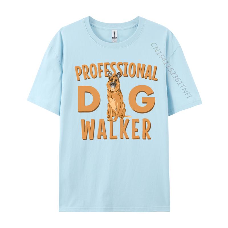 Mens Tshirt Professional Dog Walker Cute German TShirt Oversized Clothes Cotton Pritned Tshirt Black Graphic T Shirts