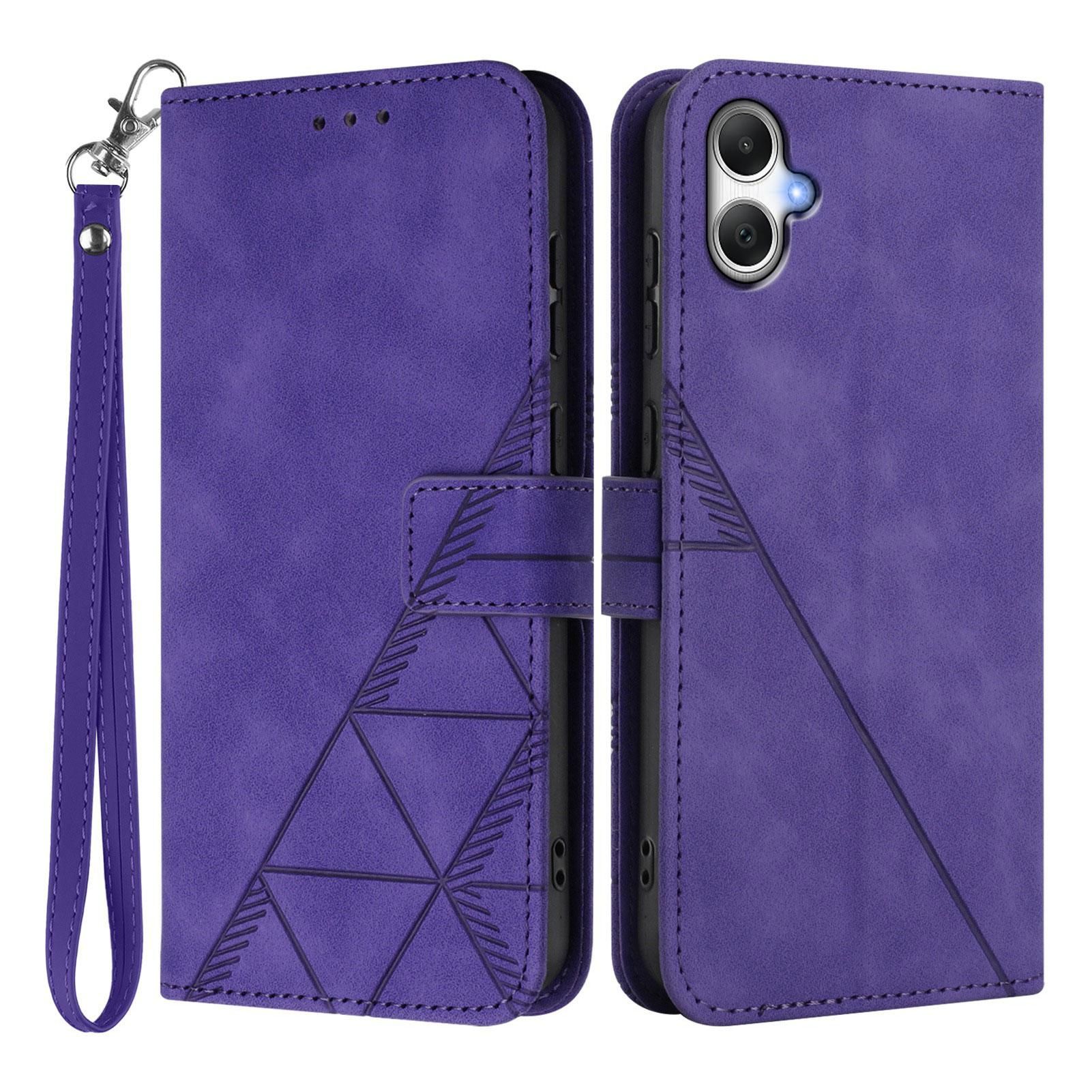 

For Samsung Galaxy A06 4G Leather Case with Hand Strap Wallet Stand Phone Cover Purple