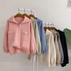 Honey J Dolban High Neck Collar Pocket Knit Zip Up  8 Colors 