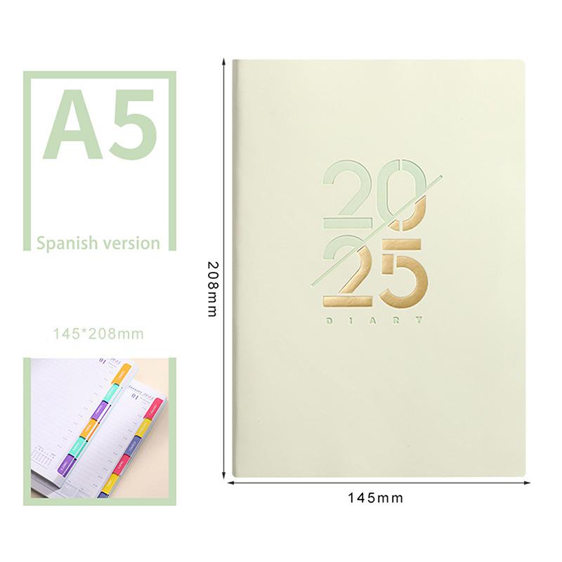 Jan 2025 To Dec 2025 Planner Notebook A5 Agenda Spanish Inner 80Gsm Monthly/Weekly/Daily School Supplies Stationery