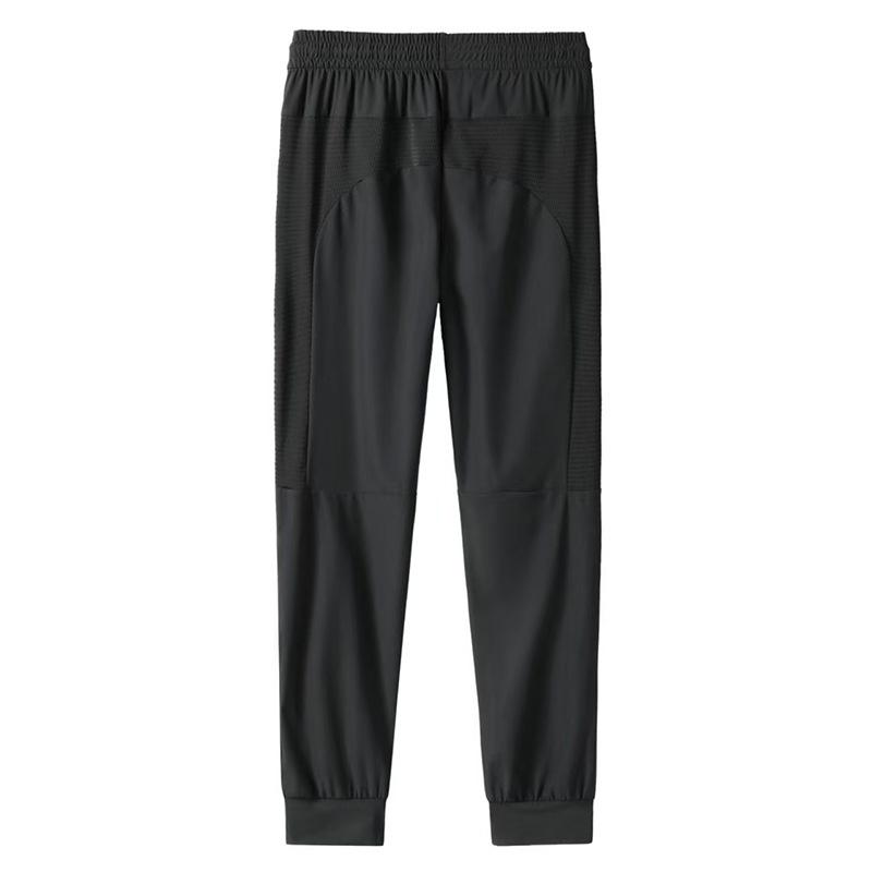 Men s summer ice silk long pants, elastic outdoor casual pants, mesh pants, loose cuffed long pants, sports running pants L чёрный