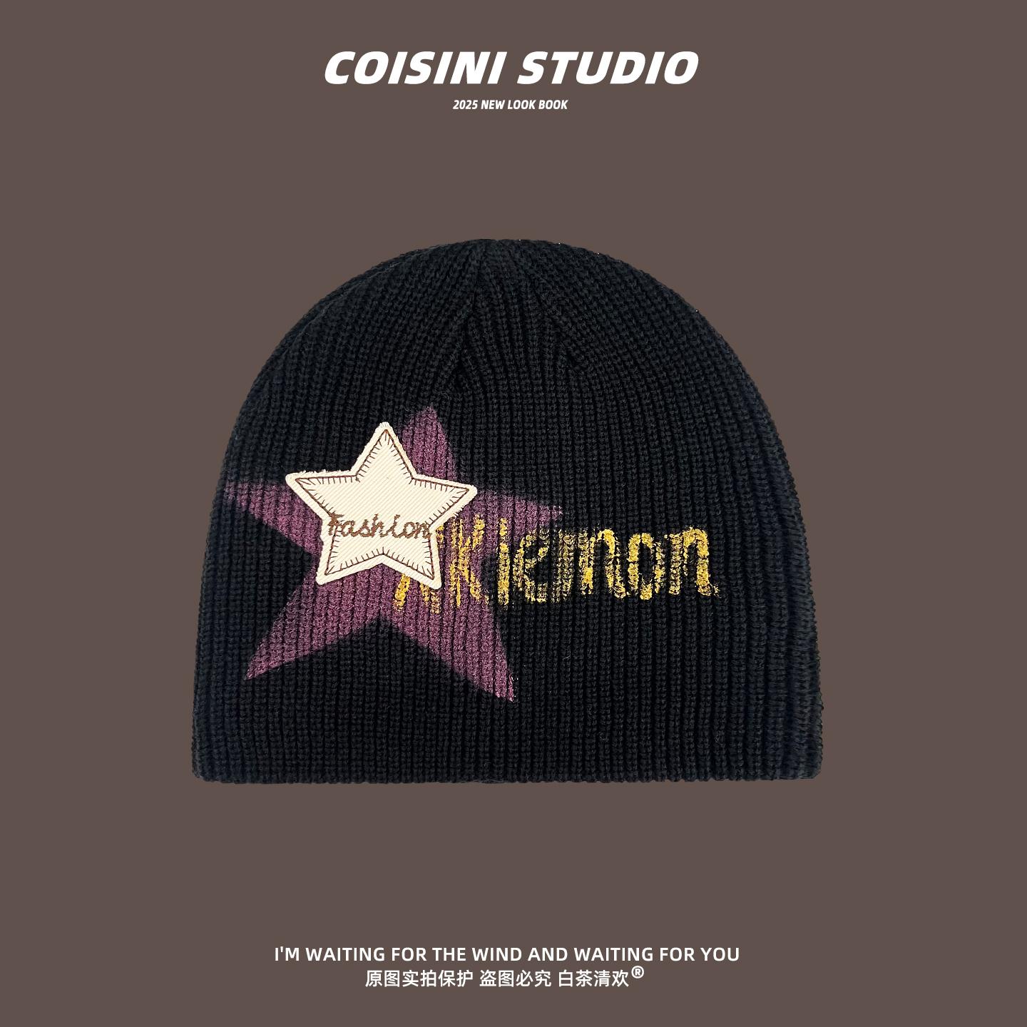 

Fashionable Retro Graffiti Knitted Pullover Hat Women In Warm Head Circumference Face Highlighting Small Woolen Cool Trend One size fits all