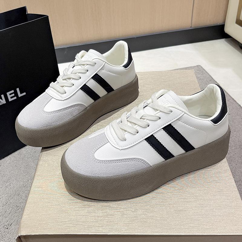 

Shoes women s new niche casual board shoes retro trend versatile platform white shoes 35 бежевий