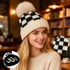 1pc Lattice Winter Warm Beanie Hats for Women Fleece Lined Beanie Knit Chunky Women Snow Cap for Daily Commuting and Casual Wear