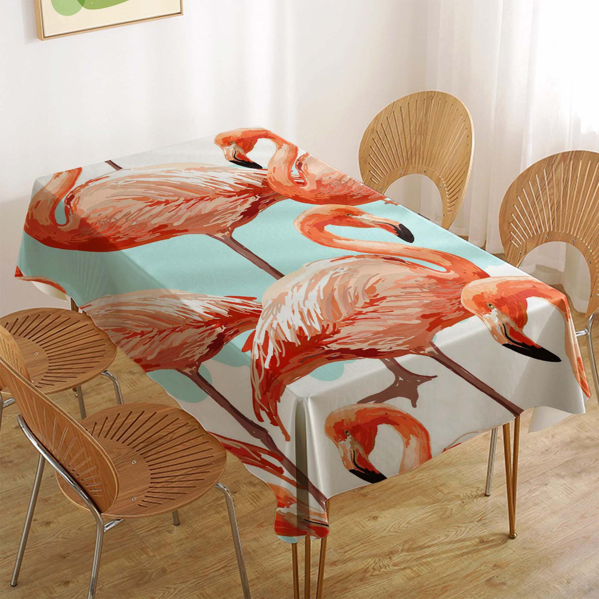 Tropical Flamingo Rectangular Polyester Tablecloth for Dining and Coffee Tables 90x140 cm