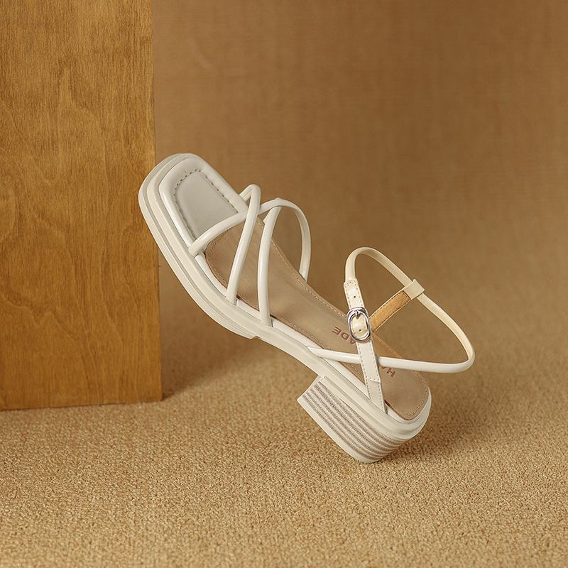 Krazing Pot Летняя обувь-гладиатор из микрофибры с открытым носком на толстом каблуке — фото 21