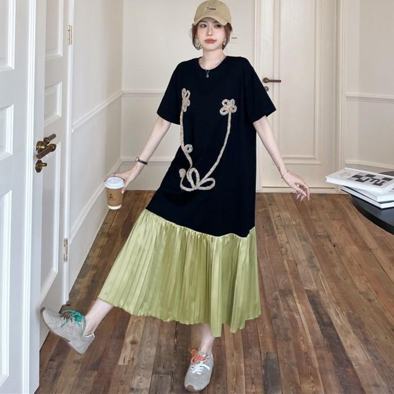 Short Sleeve Plus Size Cotton Vintage Floral Embroidery New In Dresses for Women Casual Loose Long Summer Dress