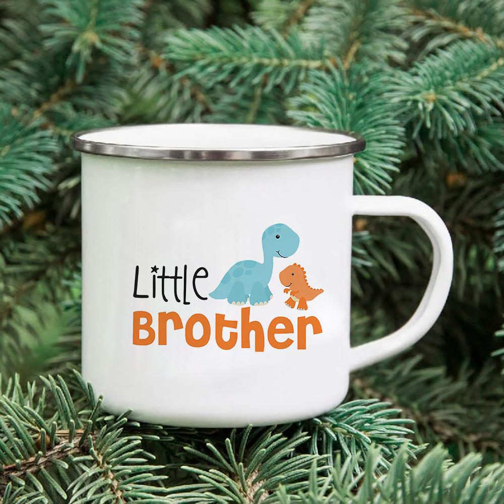 Rainbow Print Enamel Coffee Mugs Car Sibling Cup Outdoor Camping Tea Cups Tourist Tableware Picnic Utensils Creative Hiking Gift