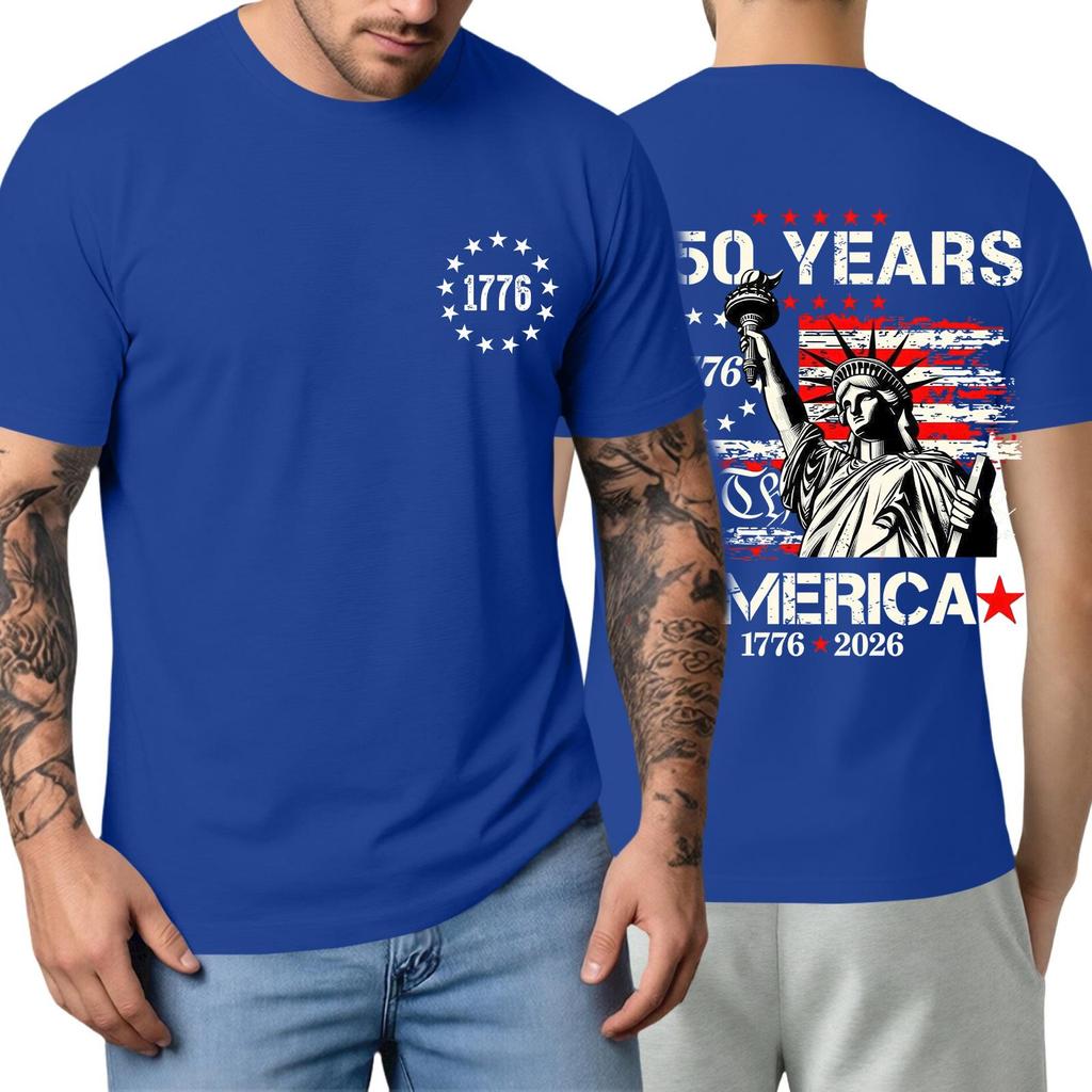 Men's Short-sleeved Fashionable Casual Everyday Trendy Letter Print Short-sleeved Shirt