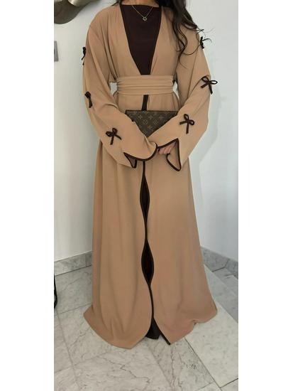 Pure Beauty Bow Long Robe Dress Abaya - Loriya 2025, Europe, America & Middle East Style, Model LR962