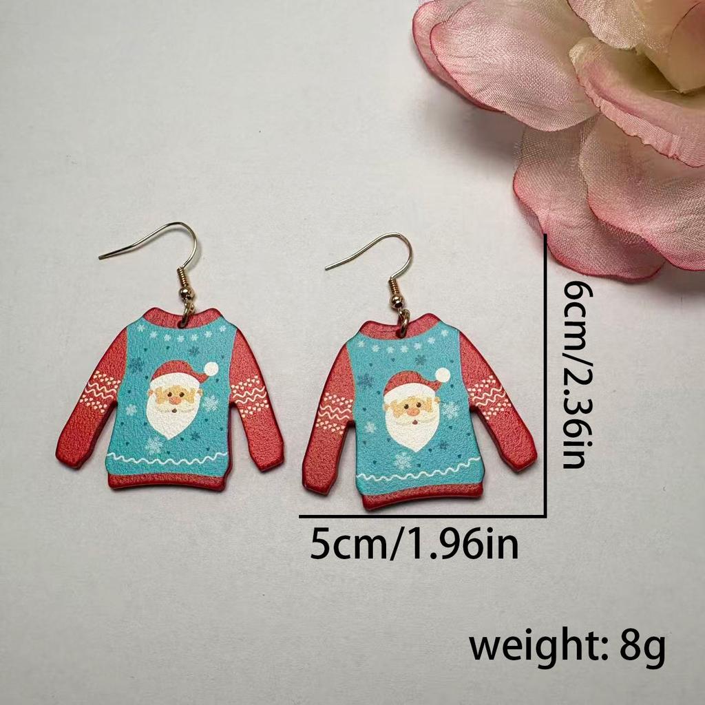 Módní kreslený roztomilý univerzální svetr Vánoční hlava Santa Clause náušnice náušnice pro dámy oslava