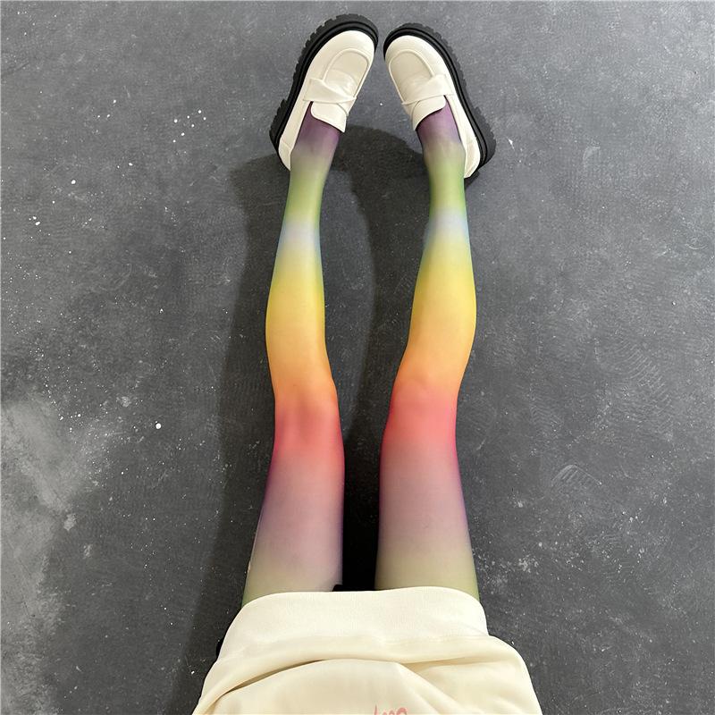 Daily Party Colorblock Pantyhose, High Waist Elastic Slim Footed Pantyhose, Women's Stockings & Hosiery