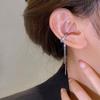 2025 New Fashion Zircon Shining C Shape Long Tassel Ear Cuff No Piercing Earrings Female Design Simple Ear Clip Party Jewelry