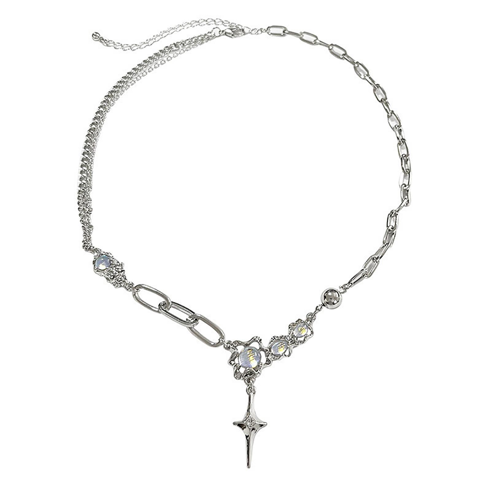 

Elegant Cross Star Zircon Necklace For Women Sweet Cool Crystal Pendant Choker Party Wearing Accessories Jewelry Gift 1