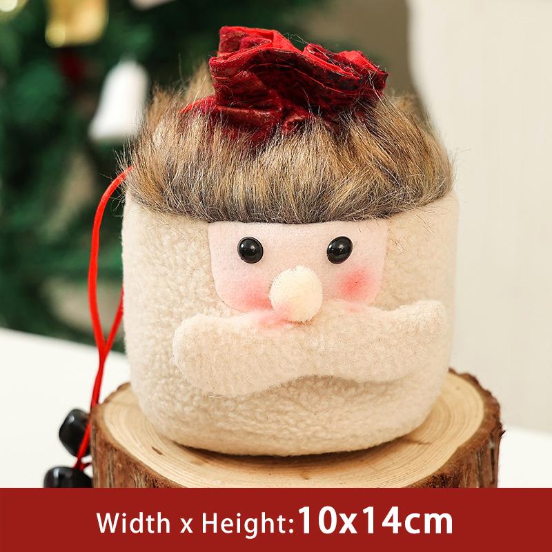 Christmas Lamb Wool Drawstring Bag Plush Apple Gift Pack New Year Christmas Eve Cute Santa Claus Elk Snowman Ornament Xmas 10x14cm