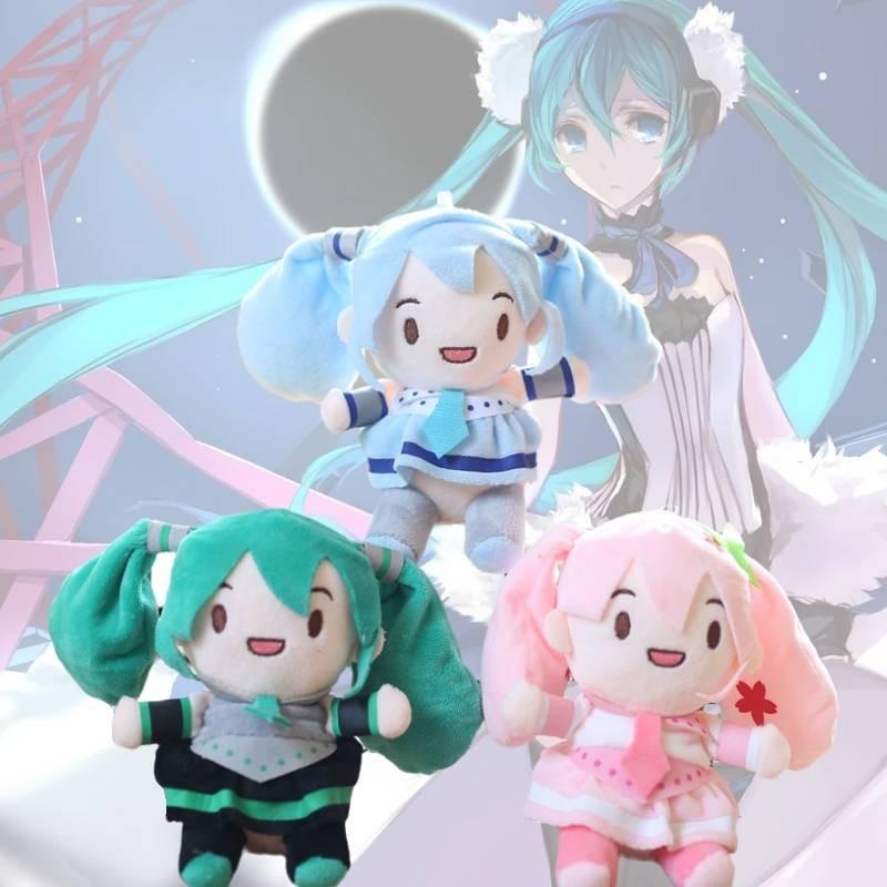 Adorable Cute Hatsune Miku Plush Toy Keychain Pendant Fluffy Cartoon Soft Plush Doll Pink Green Blue