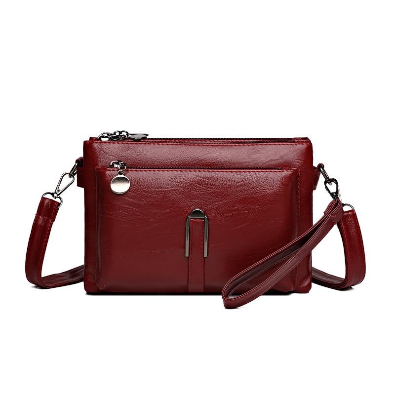 Vintage PU-Leder Mini-Tasche mit zwei Reißverschlusstaschen, Crossbody-Tasche, vielseitige Handgelenktasche für Einkäufe, den Alltag und Wochenendausflüge