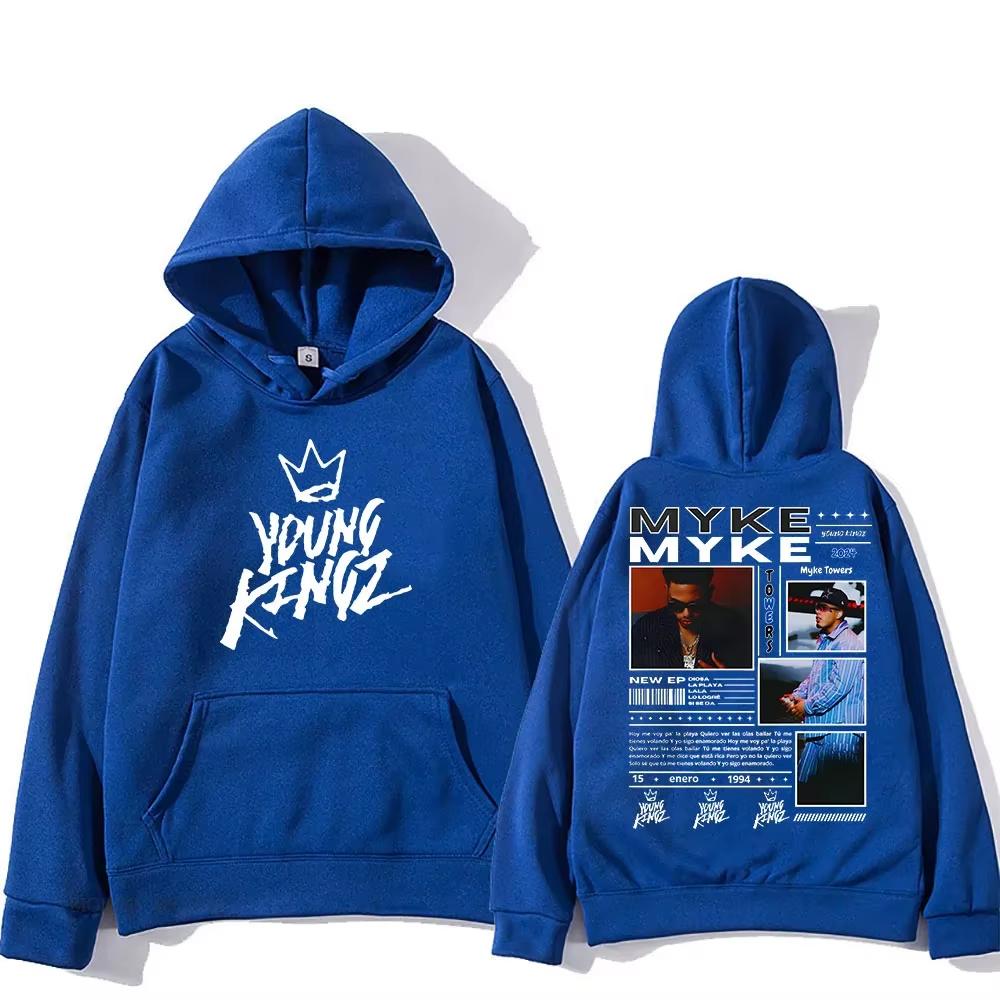Rapero Myke Towers 2025 Tour Sudadera Informal Harajuku De Manga Larga Con Capucha Ropa De Lana Sudaderas Moda Sudadera Capucha