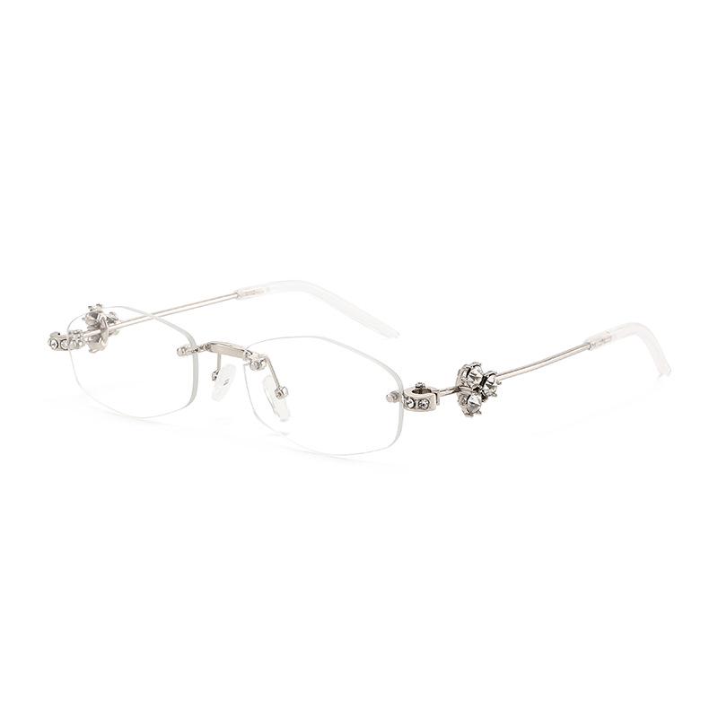 Jennie's Rimless Silver Polygonal Diamond-Studded Sunglasses - Pure Desire & Luxurious Lightness