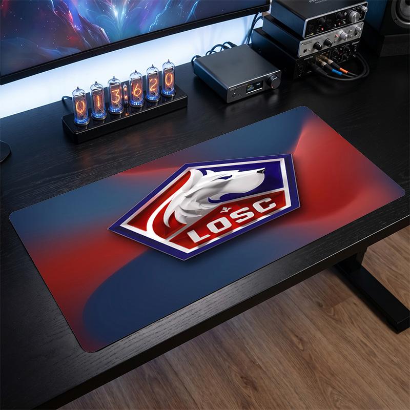 LOSC Lille FC Theme Pattern Mouse Pad, Soccer Logo Design XXL Gaming Desk Mat Non-Slip Computer Mouse Pad