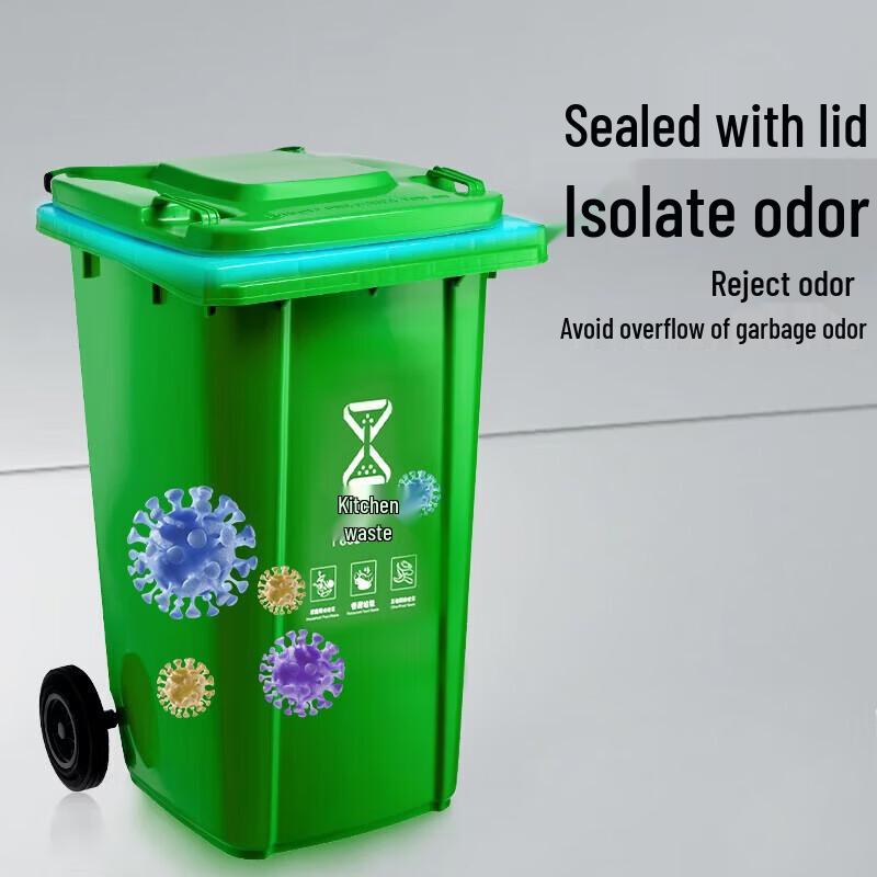 Zewnętrzny kosz na śmieci z pokrywą uchylną i kółkami