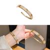 18k Gold Plated Zirconia Hollow Cuff Bracelet For Women Fashion Jewelry