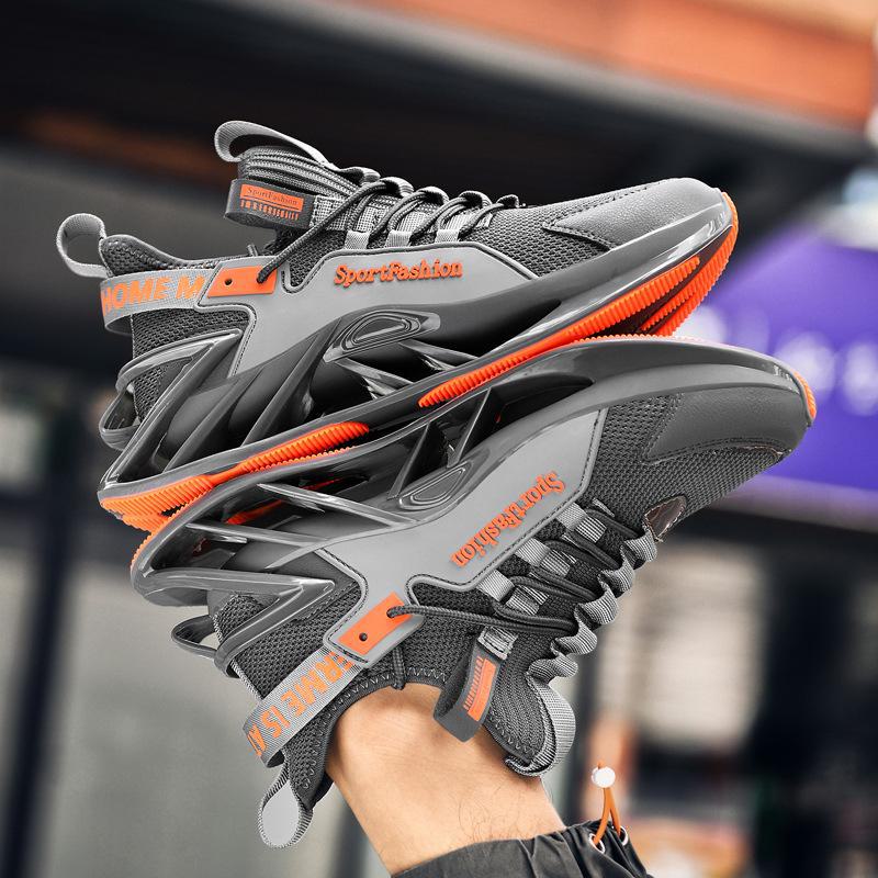 Men's Cross-Border Chinese Style Shock-Absorbing Running Shoes - Spring, Summer, and Autumn Breathable Blade Design, Large Sizes Available.