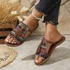 Fashion Low Beach Shoes Woman's Slippers Fringe Big Size Slides Sabot 2025 Flat Summer Fabric Rubber Hoof Heels PU Shoes Big Size Low Fr
