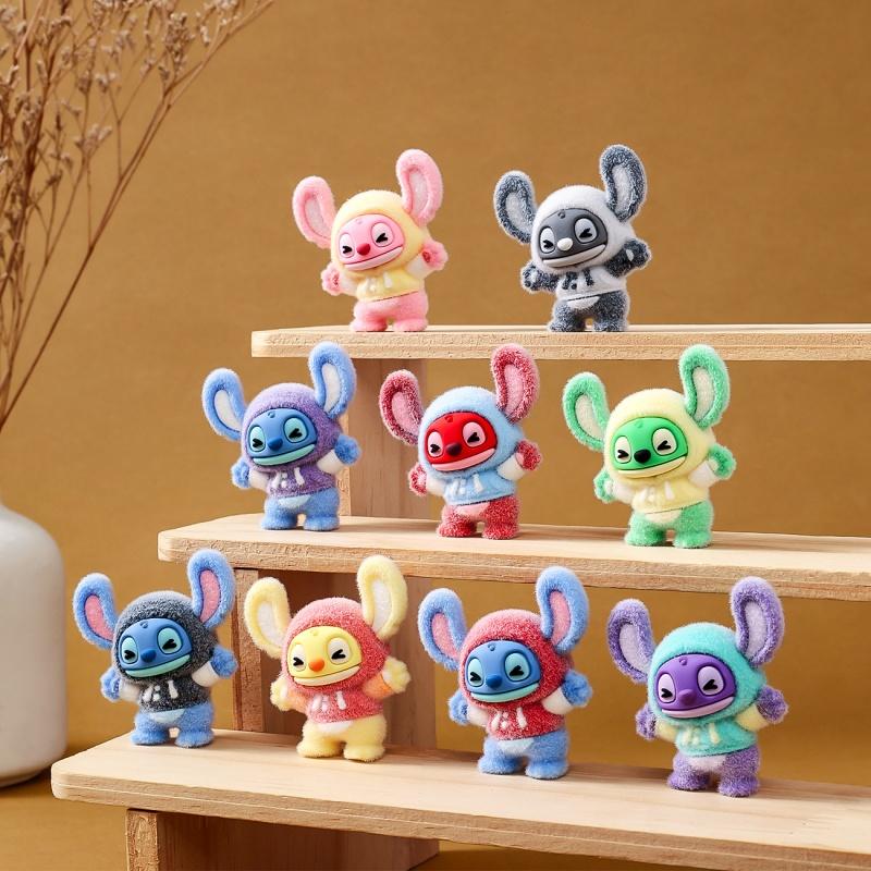 Stitch Flocked Blind Box Cute Mini Doll Decoration Resin Craft High-End Niche Desktop Decoration Holiday Gift