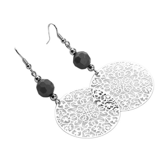 

Vintage Women Round Hollow Flower Pendant Hook Earrings Tribal Jewelry Gift чёрный