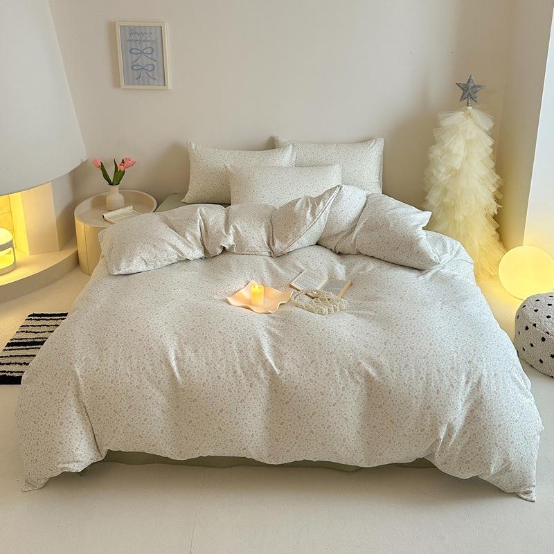 Pastoral Style Class A Maternal Infant Grade Cotton Double-Layer Yarn 4-Pcs Set Dormitory Cotton 3-Pcs Set Bed Sheet Quilt Cover Bedding