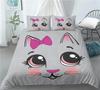 Cat Duvet Cover Queen Size,Cartoon Kitten Sleeping on Crescent Moon Stars Night Dreams Polyester Comforter Cover for Boys