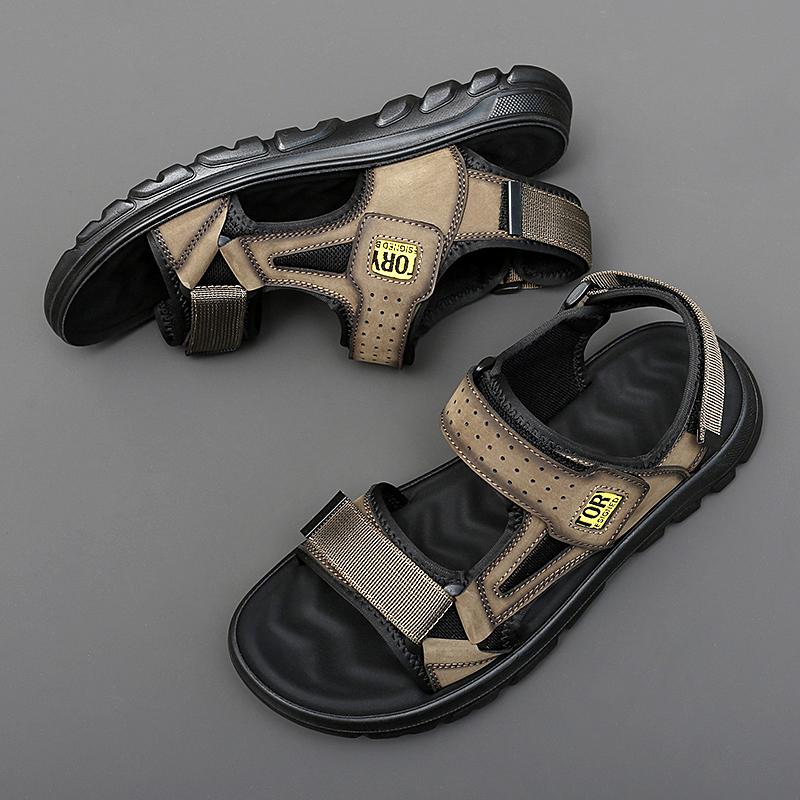 British Men's Trendy Shoes Thick Soled Wear-resistant Summer Cool Casual Shoes Outdoor Men's Mountaineering Leather Sandals