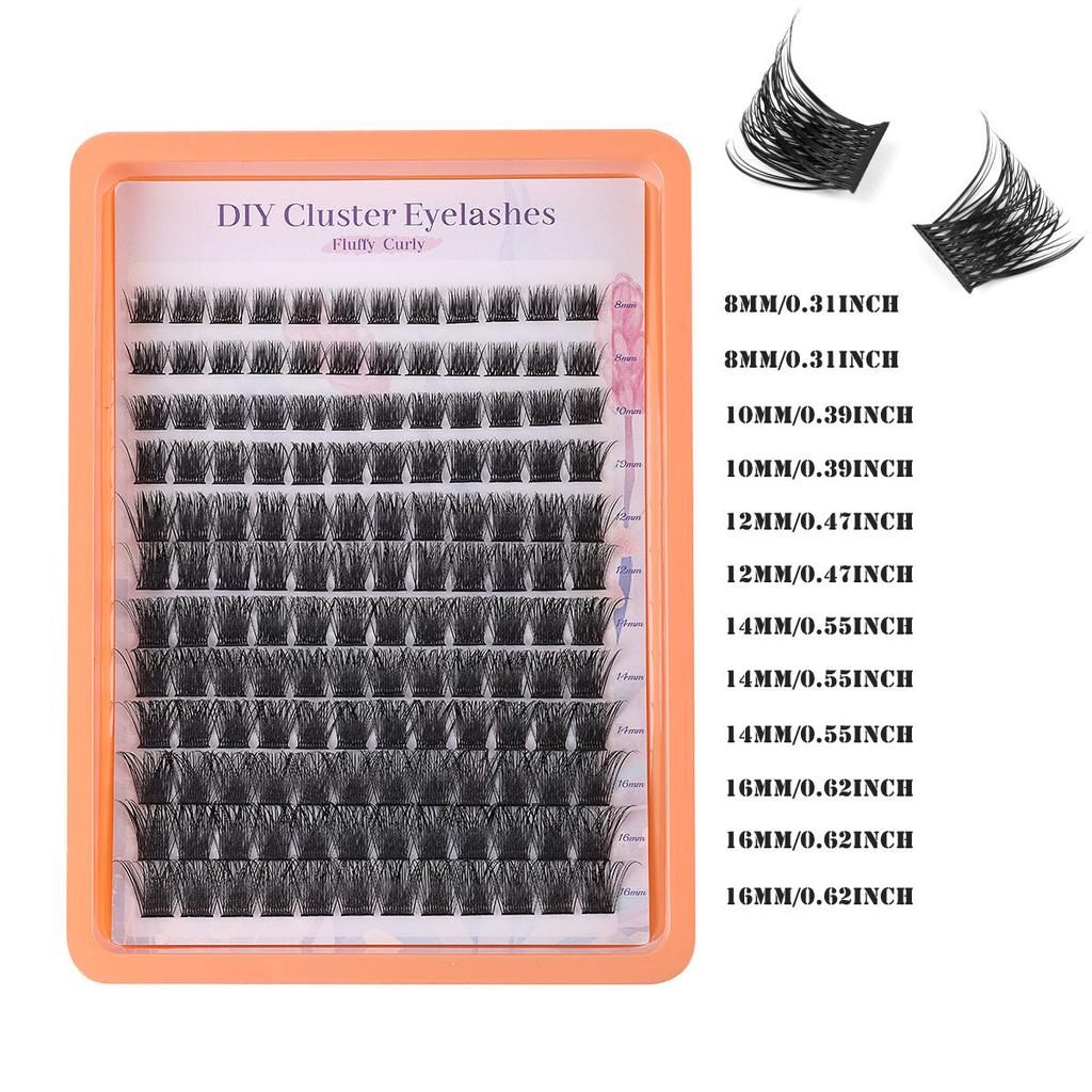 Einzelner Cluster C-Bogen Mehrhaar-Falsche Wimpern-Set 8-16mm DIY Segmentierte Grafting Dicke Wimpern