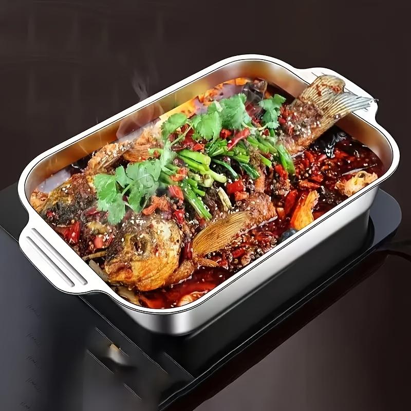 

Stainless steel baking tray set, 1 large deep baking tray, non-stick, non-electric, multifunctional baking tray with handles United States