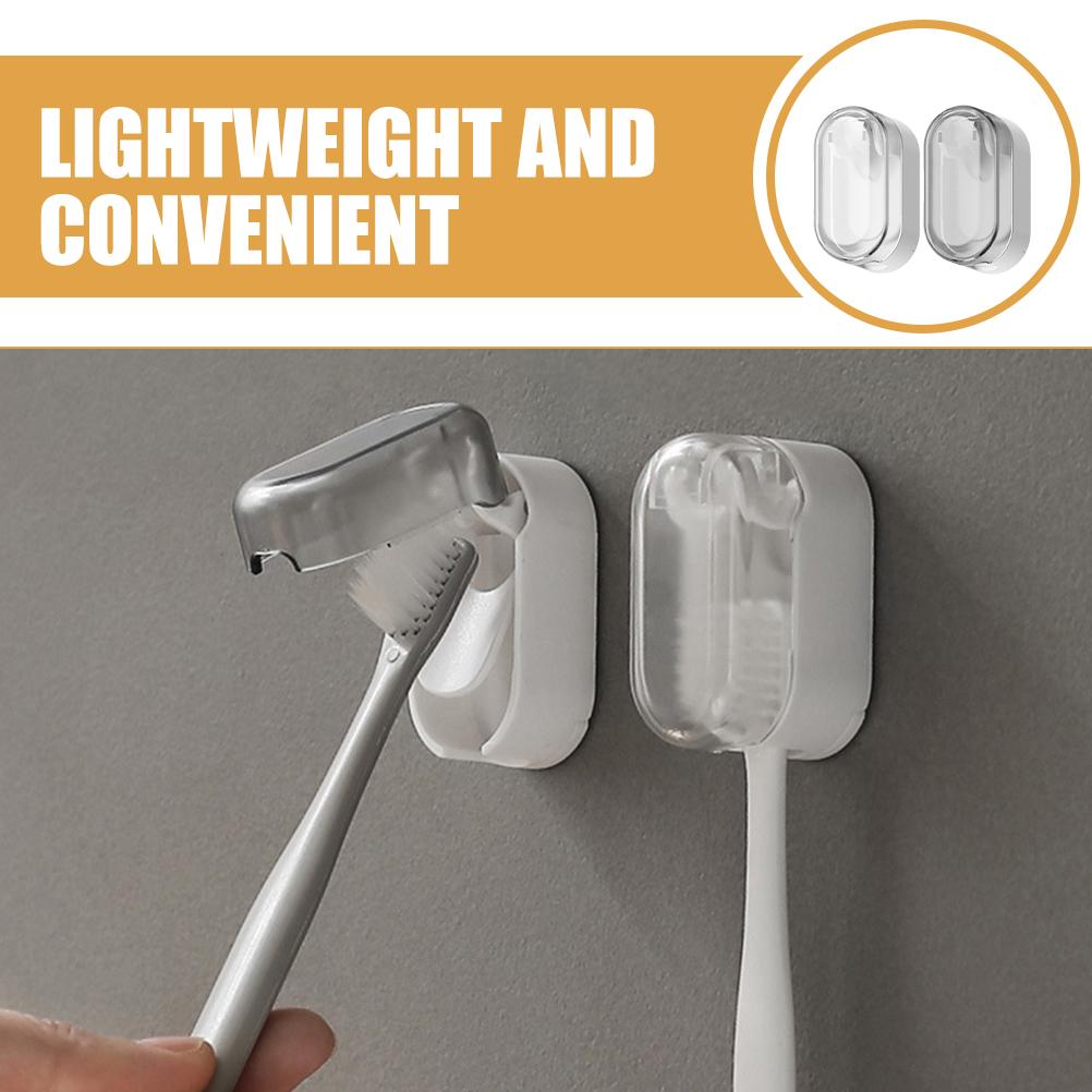 2 Stück Elektrischer Zahnbürstenhalter Wandmontiertes Badezimmerregal Stanzfrei Hängende Aufbewahrungsabdeckung Weiß Grau Reiseständer