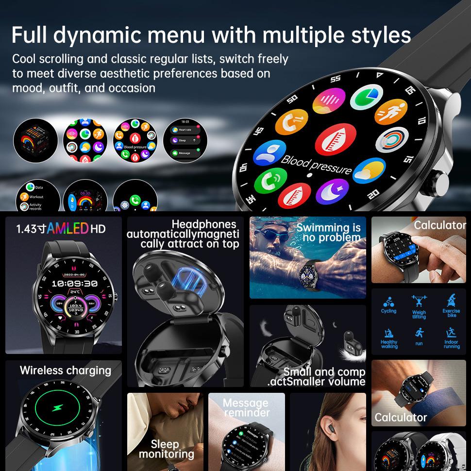X20 Smartwatches Smart Bluetooth Music Call Bracelet 2-in-1 TWS Earphones Heart Rate Music Sports Watch
