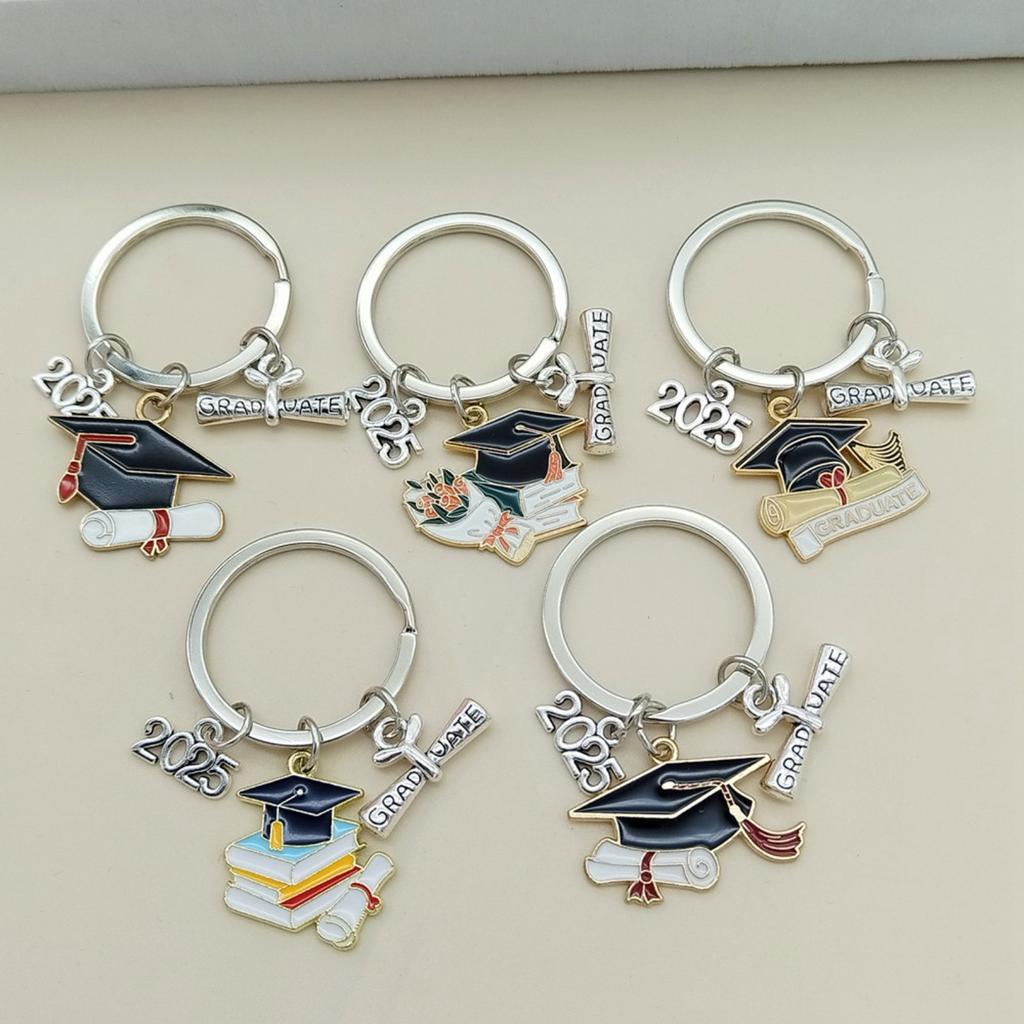 2025 Bachelor's Hat Book Keychain Graduation Gift Key Ring Pendant