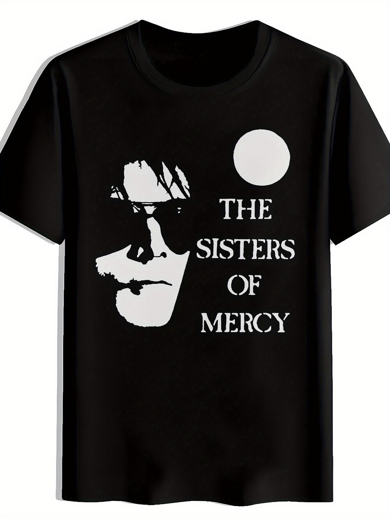 

Black T-shirt with The Sisters of Mercy Graphic Print - Stylish Short Sleeve XXXXL