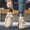 Man Shoes Fashion Outdoor Casual Shoes Retro Suede Leather Loafers Soft Sole Comfort Driving Shoes for Men Lace Up Walking Flats