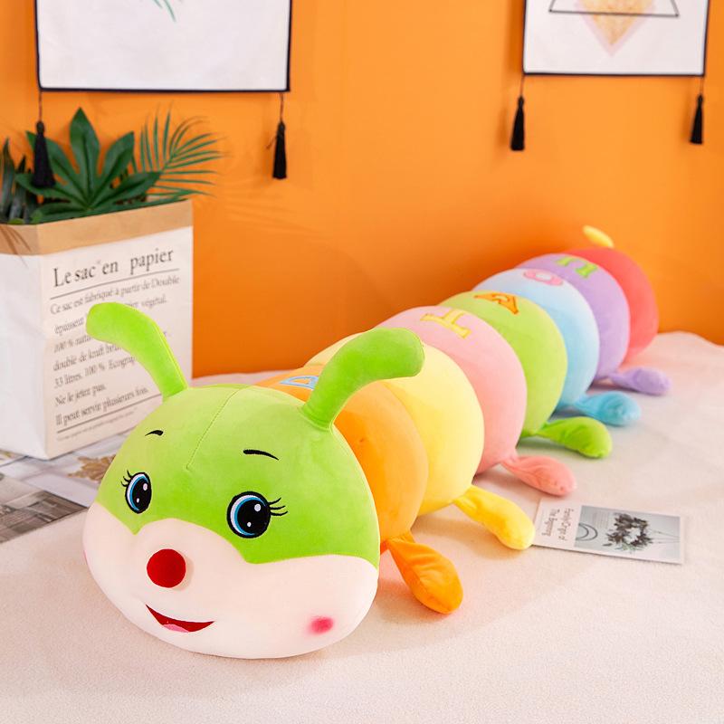 Colorful Caterpillar Doll Plush Toy for Girls Sleeping Leg Throw Pillow Large Strip Doll