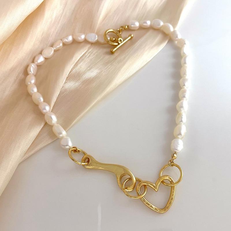 Meier Pearl layered necklace double chain fashion butterfly heart pendant women's romantic rose