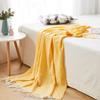 Woven Jacquard Wave Herringbone Fringe Blanket Acrylic Blanket for Beds, Outdoor, Travel Portable Blanket