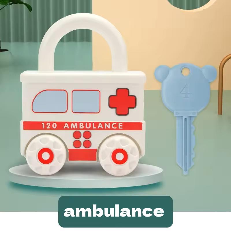 Car Shaped Puzzle Matching Lock Toy With Key For Children Educational Intellectual Development Cognition Buckle Unlocking Game