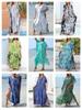 Kvinner Oversized Maxi Dress Tie Die trykt V-hals Beach Robe Cover Ups
