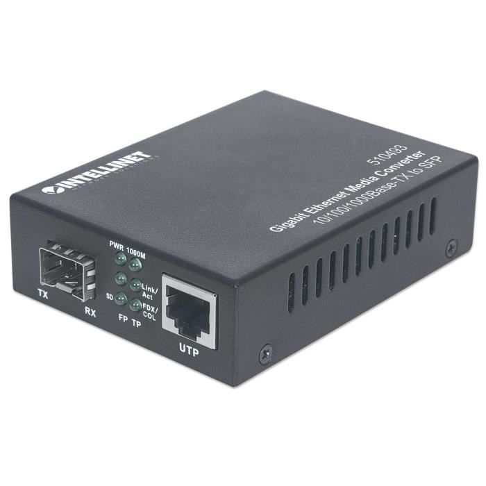 Convertisseur de support réseau - INTELLINET - 510493 - Gigabit Ethernet - SFP - Métal