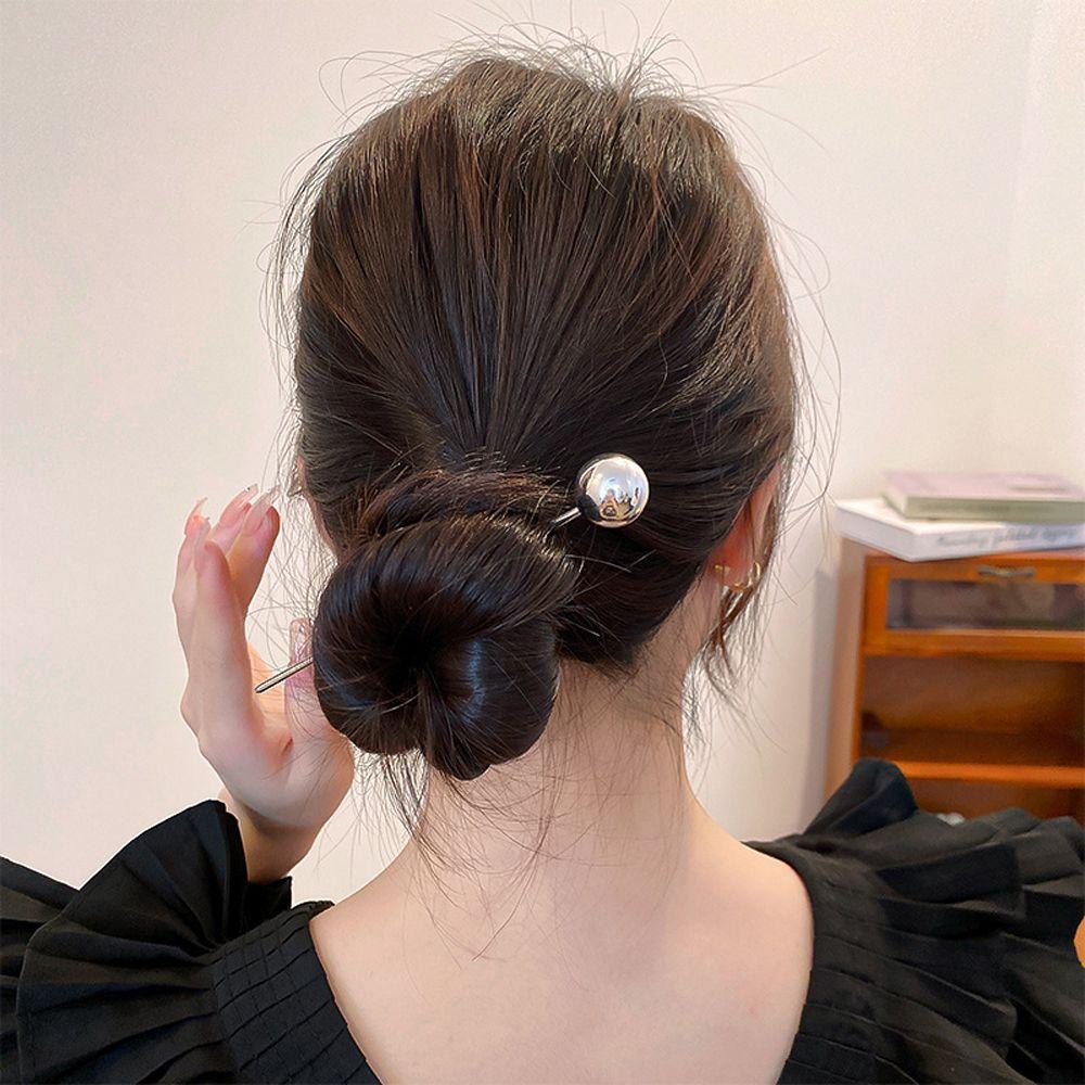 Hollow Round Ball Bridal Chinese Hair Fork Korean Hanfu Hairpins Women Hair Sticks Metal Hair Clip